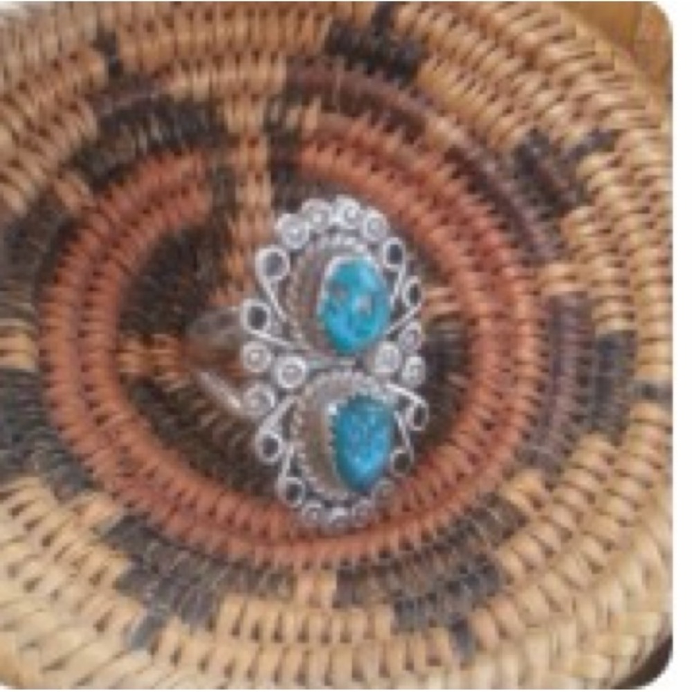 .925 Vintage Navajo Sterling Silver and Turquoise Ring-Signed by DY